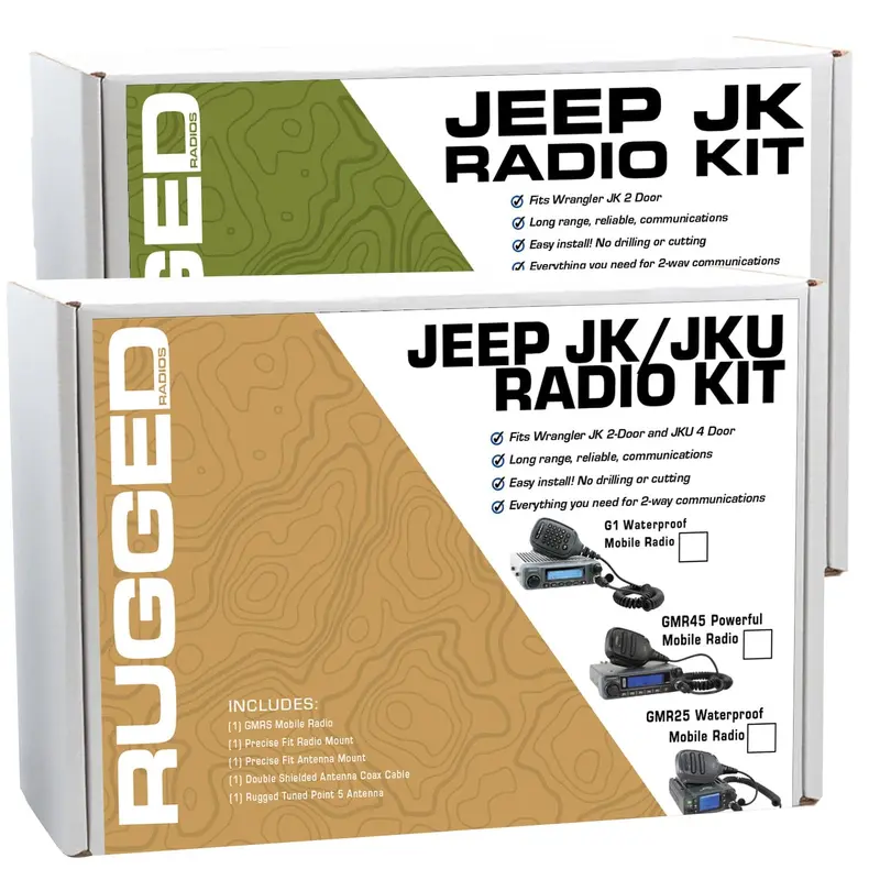 Rugged Radios Jeep Wrangler JK and JKU Two-Way GMRS Mobile Radio Kit JKU-GMR25