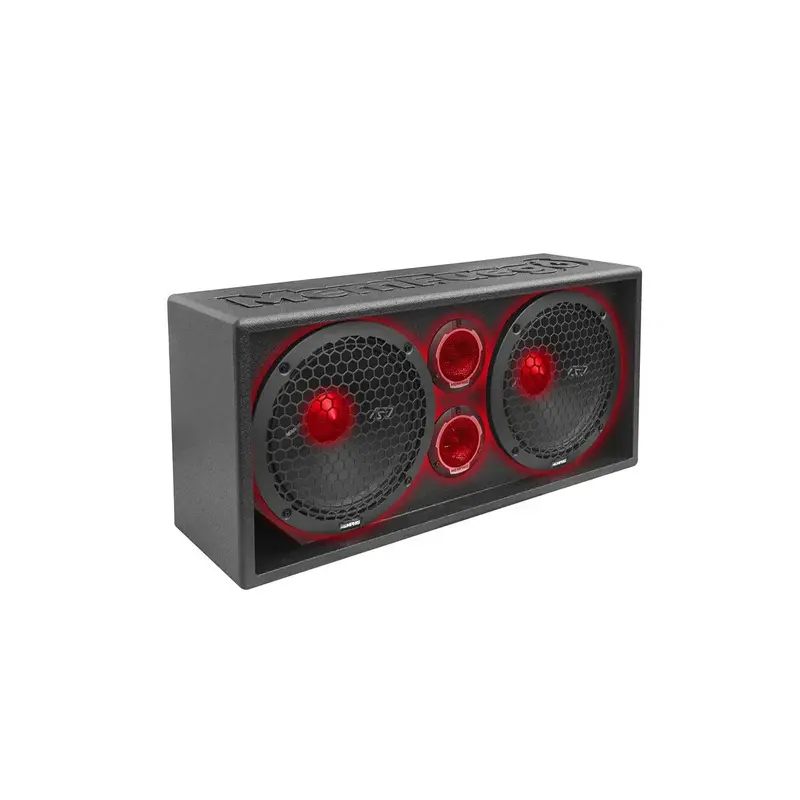 Memphis Audio | Dual 10" 2 Way Full Range Loaded Enclosure W/ Bedliner Exterior
