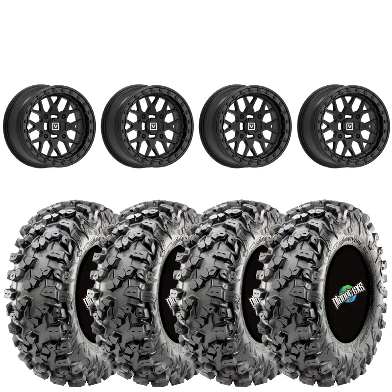 Valor V07 Beadlock 15x7 5+2 4/156 Satin Black on Maxxis Carnivore RT 32x10-15