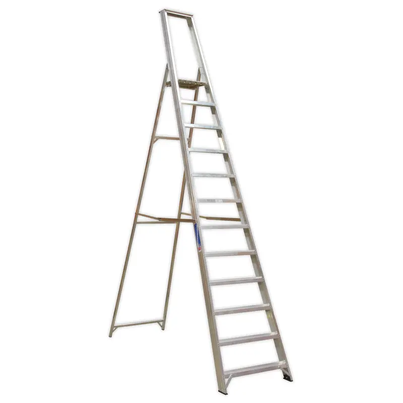 Aluminium Step Ladder 12-Tread Industrial BS 2037/1 - AXL12