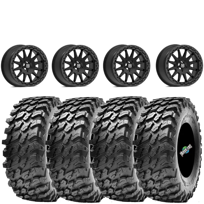 Valor Offroad V09 SATIN BLACK beadlock on Maxxis Rampage