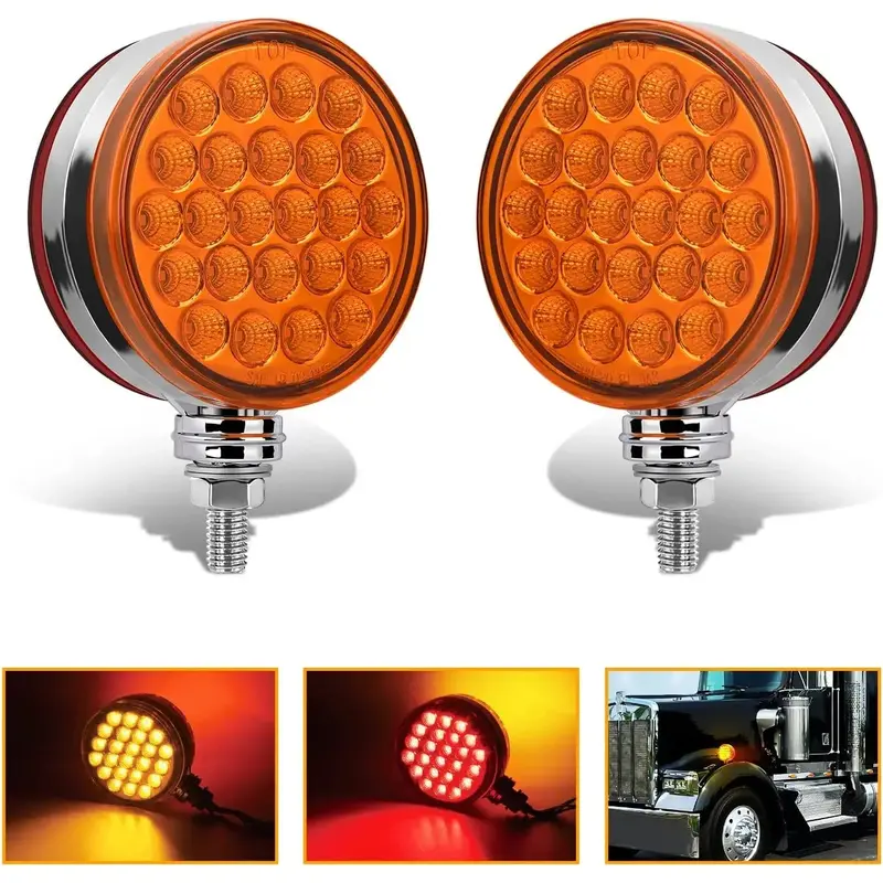 48 Leds Amber Red Round Fender Pedestal Light (2 Pcs)