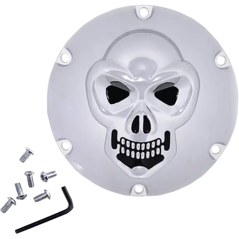 DRAG SPECIALTIES Skull Derby Cover - Chrome - 6-Hole 33-0067SKD