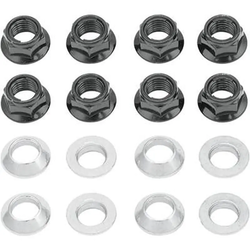Bolt Motorcycle Hardware Flange Lug Lock Nut Set 10mm*1.25 - Black - 8 Pack - (2401-0820)
