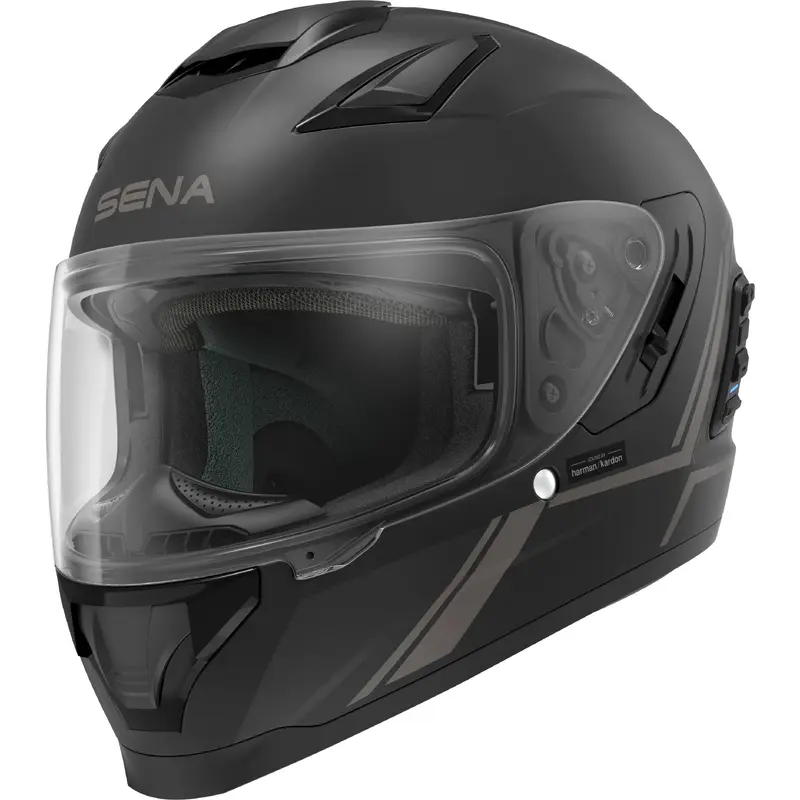 Stryker Full Face Helmet With Mesh Intercom Matte Black Sm